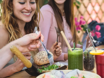 Friends enjoying a meal