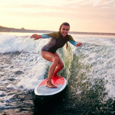 woman surfing